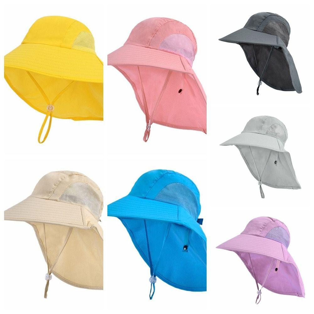 Solid Color Sunscreen Cap Wide Brim Summer Sun Hat Fashion Children Bucket Hat  Camping