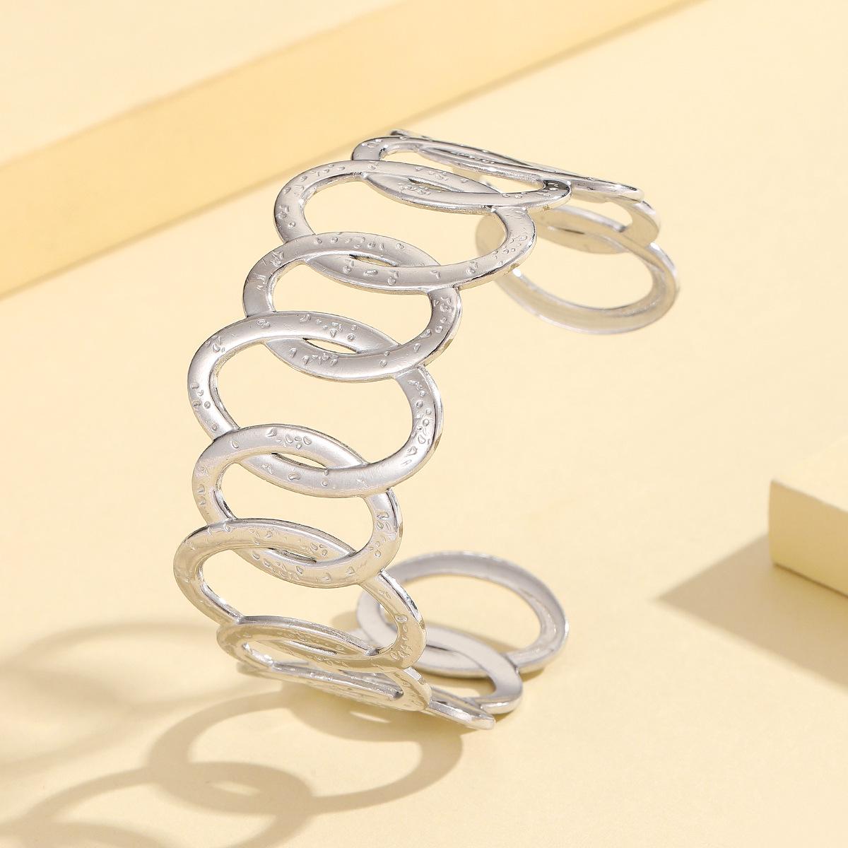 Versatile Geometric Oval Stainless Steel Women s Gold Plated Bracelet