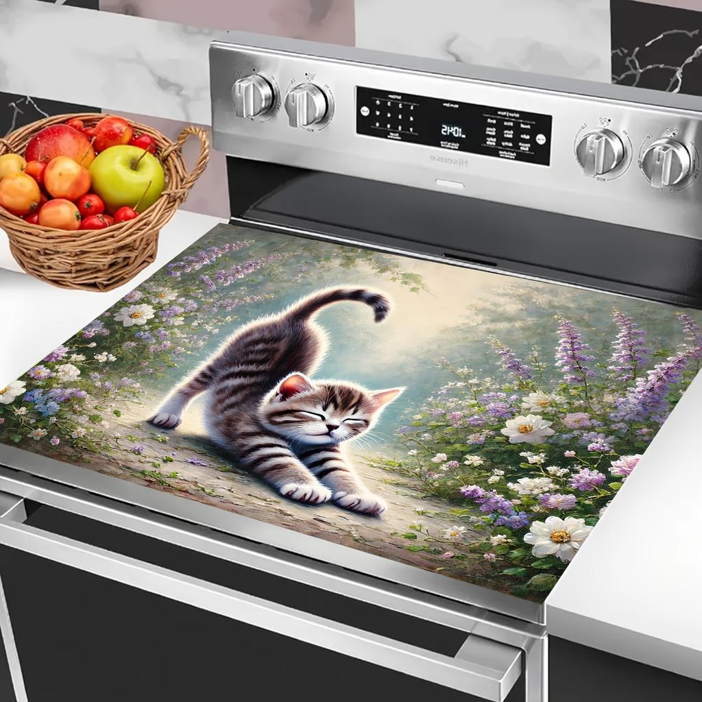 1Pcs Rubber Drying Mat With Kitten Print For Coffee Shop Restaurant Kitchen Carpet Tableware Durable Diatom Mud Table Mat Pet Mat Coffeeware