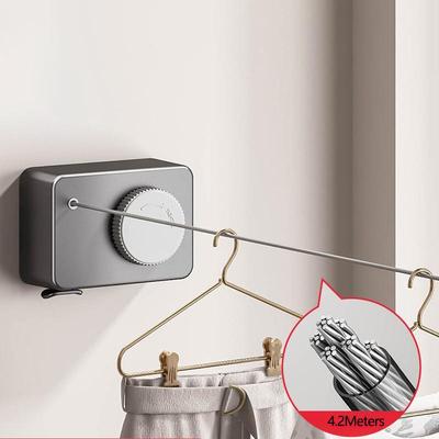 Household Small Multipurpose Clothesline Drying Rack Invisible Clothes Wall Rope For Drying Clothes Retractable Clothesline White/Black/Grey