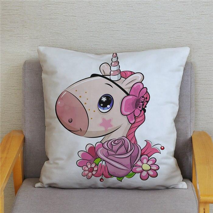 

45*45 квадратная наволочка для домашнего декора, наволочка, наволочка с милым мультяшным принтом единорога, наволочка 45x45cm