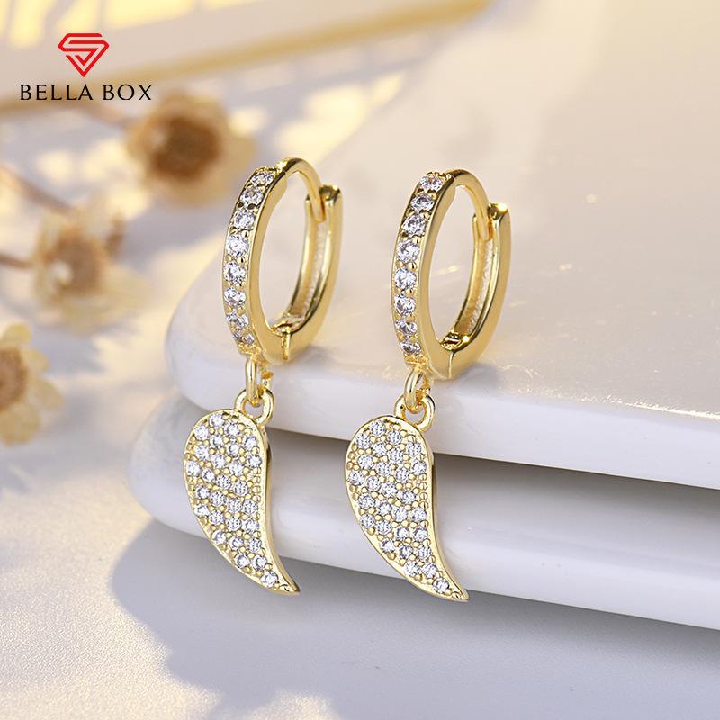 BELLA BOX Pure Silver Gold-plated Vacation Style Earrings With A Light Luxury And High-end Feel, Slightly Inlaid Zircon Ear Buckles