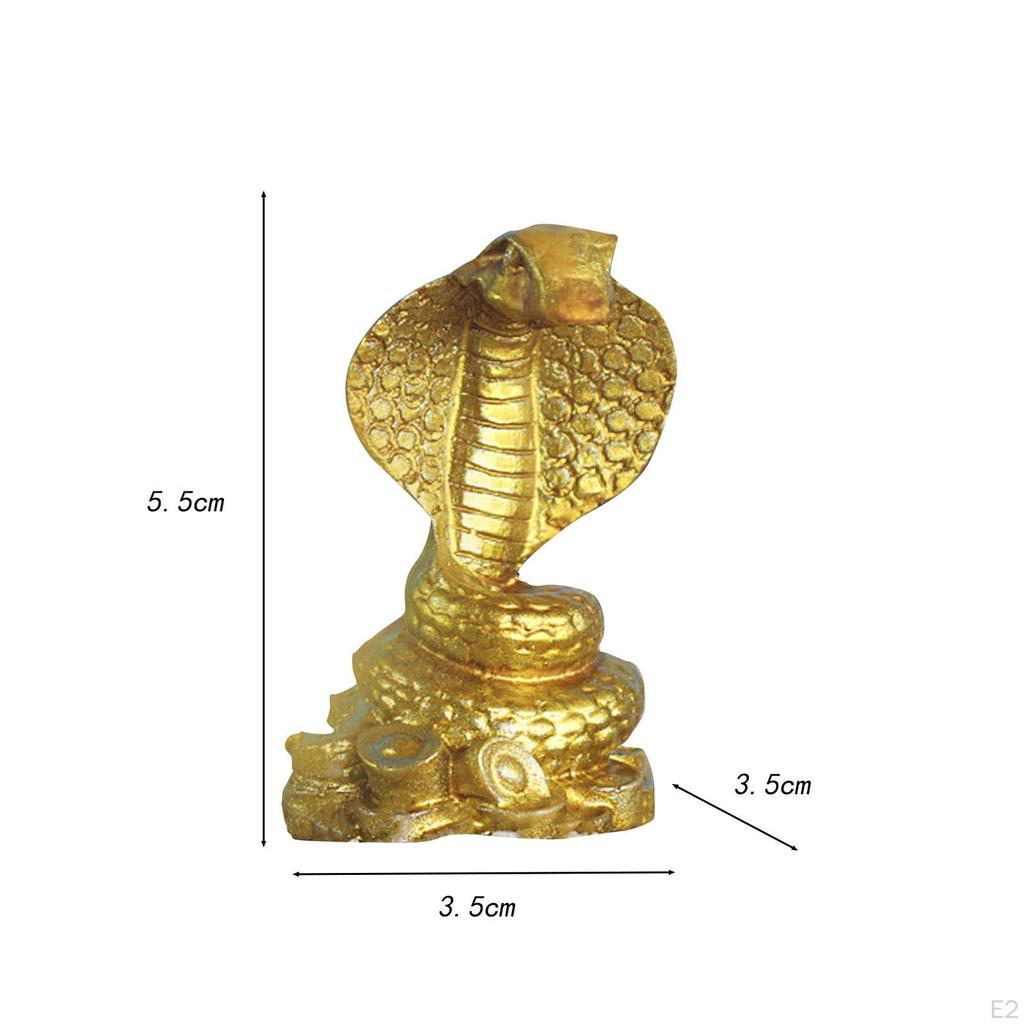 Chinese Zodiac Ingots Snake Statue Cobra Figurine Resin Sculpture Feng Shui Table Decoration Animal