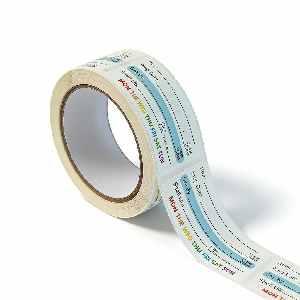 Rotating Self-Adhesive Kitchen Food Label Stickers, 2.5×5cm, 250/Roll Refrigerator Labels