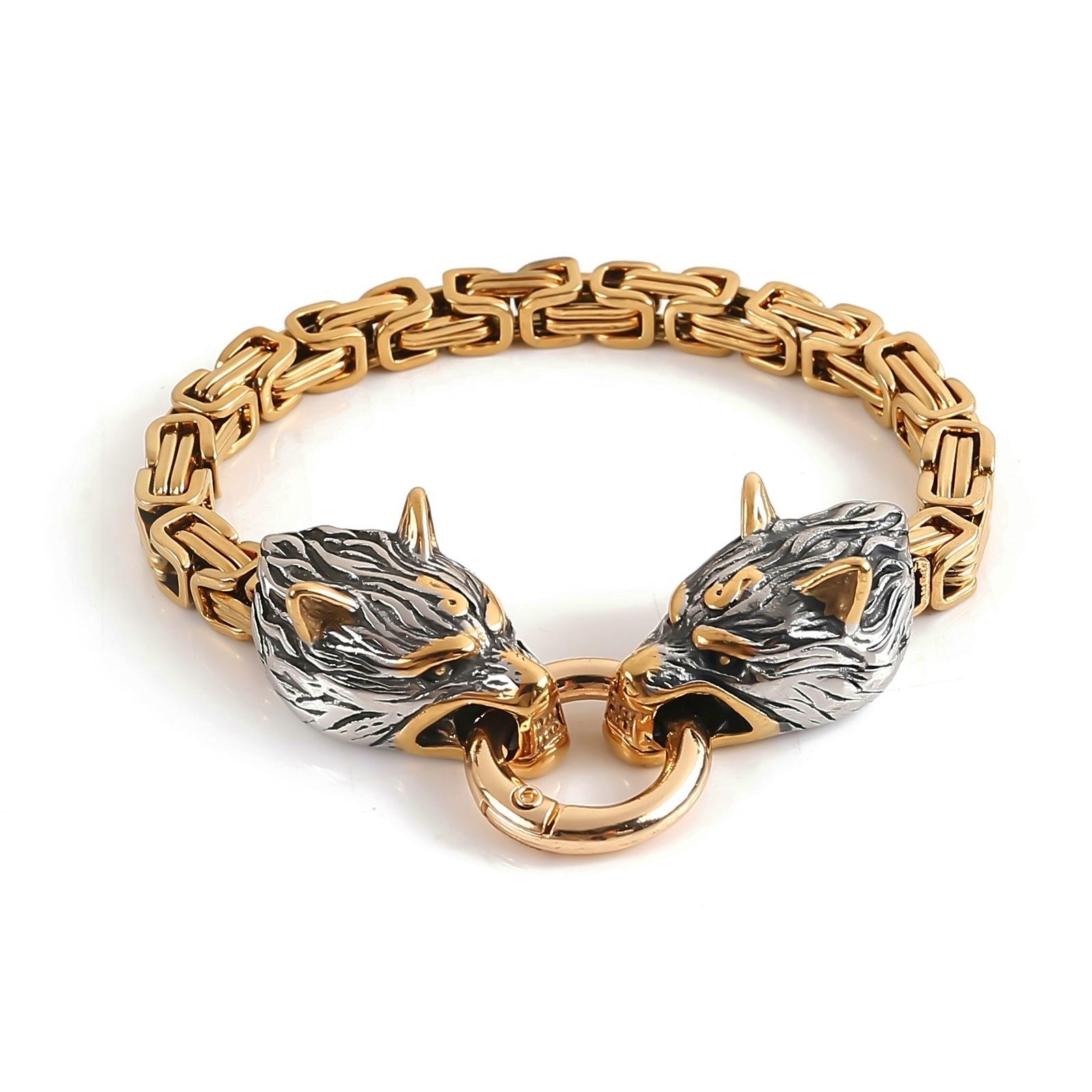 Взрывоопасный браслет из нержавеющей стали с головой волка викингов — фото 4