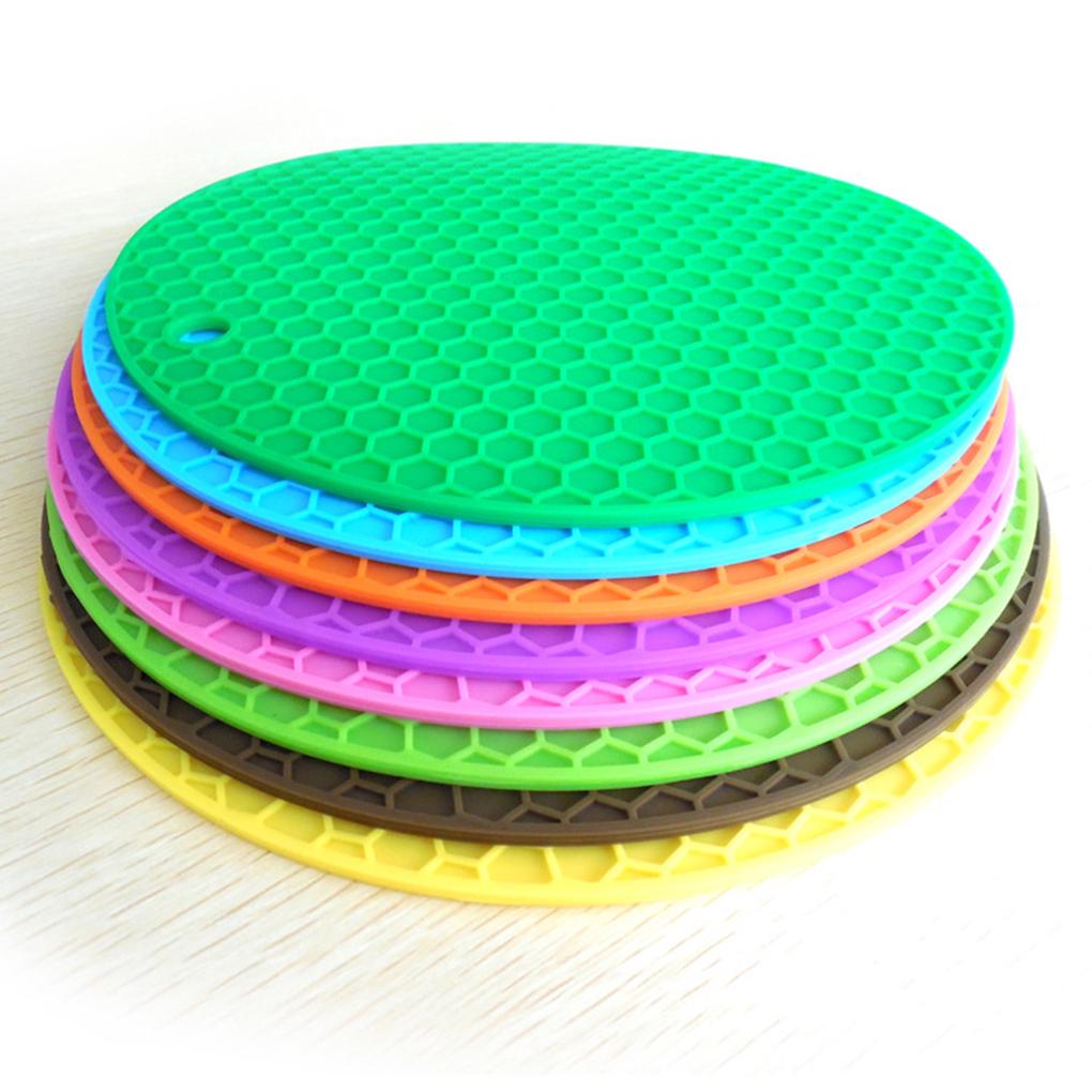 Round Silicone Heat Resistant Mat Non-Slip Coaster Placemat Saucepan Pot Holder