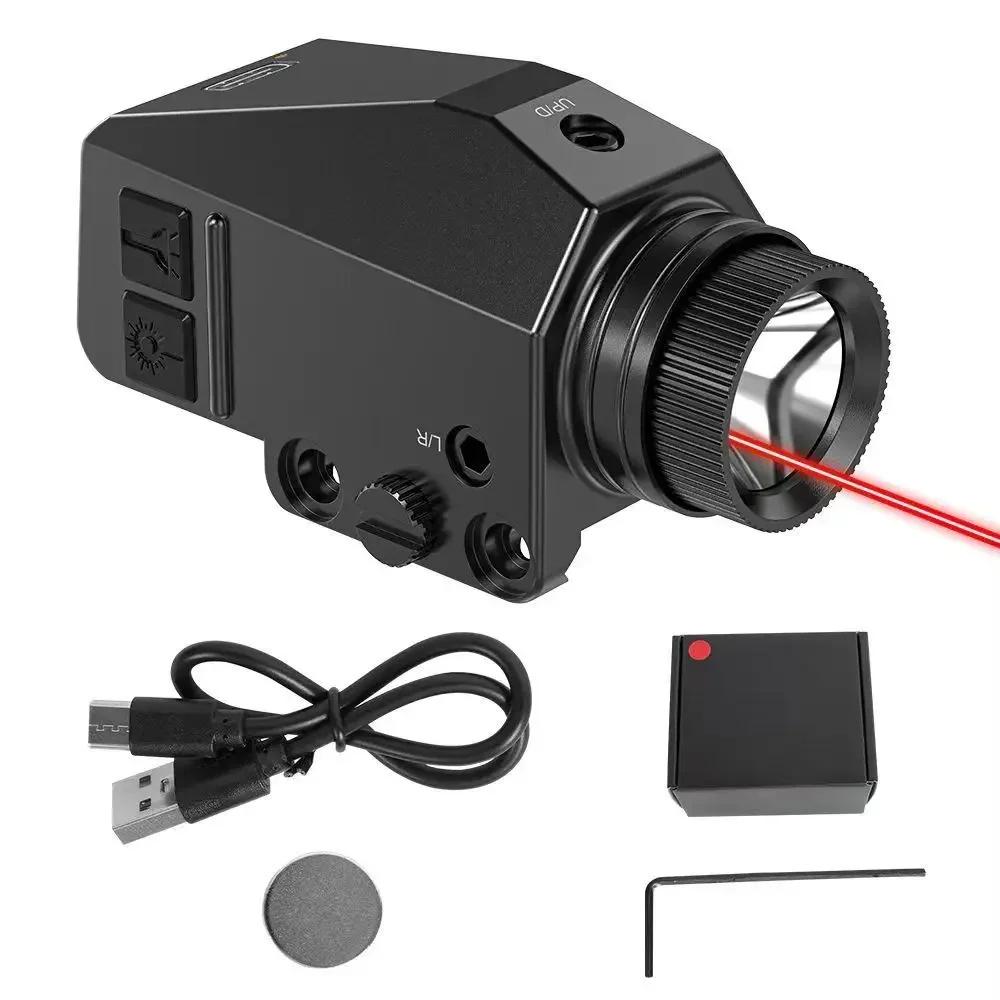 Lanterna LED Tática 1000LM Combo Mira Laser Ponto Vermelho/Verde/Azul/Roxo Luz para Pistola Glock 17 19 / Trilho de 20mm Caça