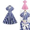Vintage Barbie Pink Checkered Dress With Butterfly Bow-tie Collar