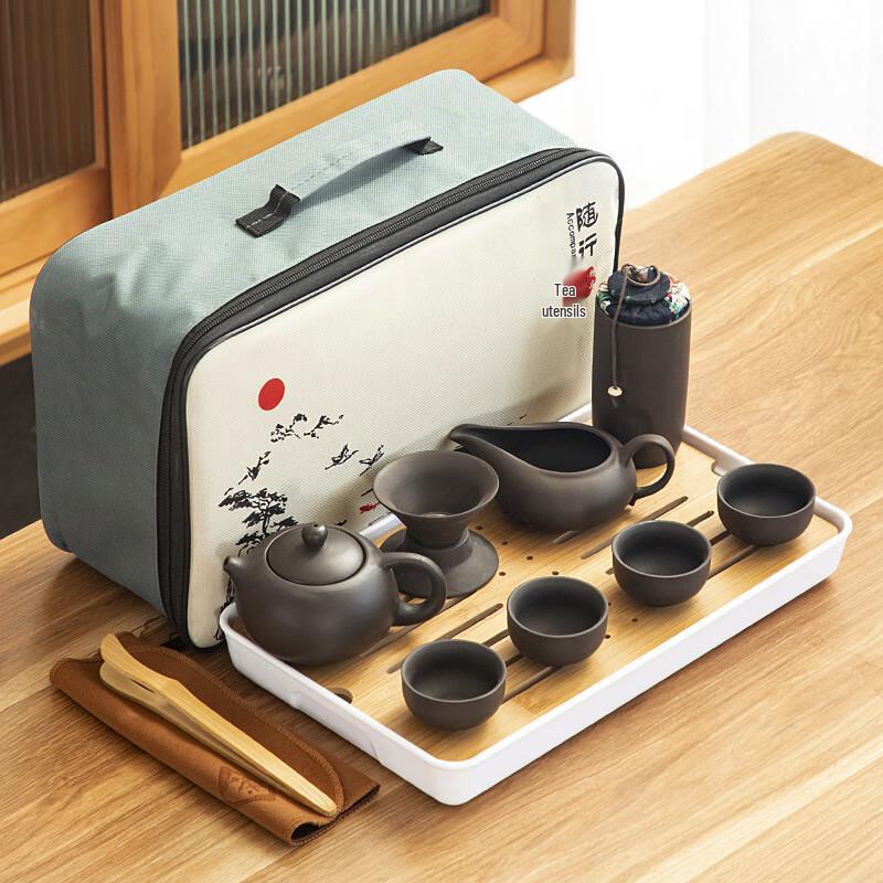 Ailan Huijia Yixing Clay Tea Set Purple Clay Long Bag Set