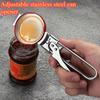 Adjustable Stainless Steel Bottle Opener & Can Opener Multifunctional Kitchen Lid-Opening Tool Ergonomic Handle Assisted Lid-Ope