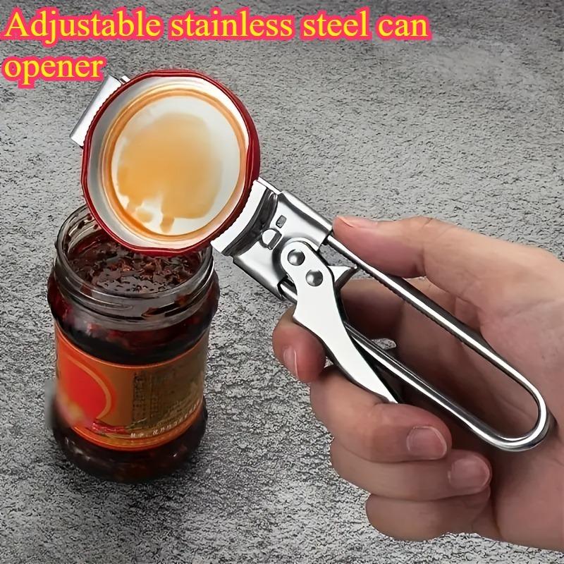 Adjustable Stainless Steel Bottle Opener & Can Opener Multifunctional Kitchen Lid-Opening Tool Ergonomic Handle Assisted Lid-Ope