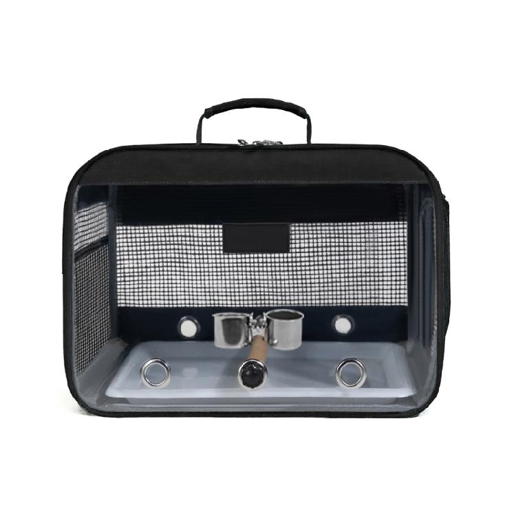 

Ventilated Viewable Feathered Companion Pack For Conures With Wooden rest area чорний