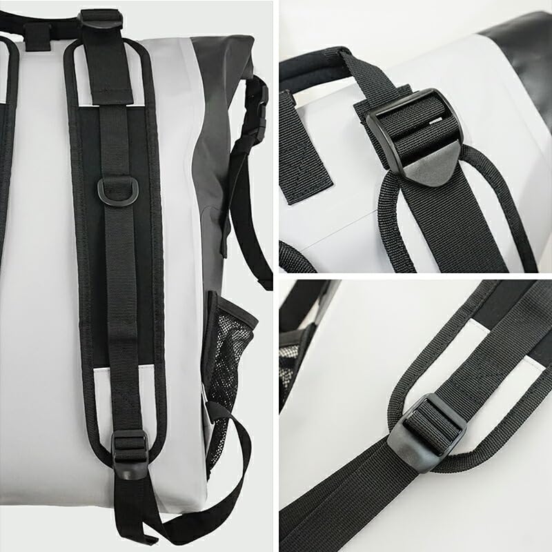 Heleiwaho Waterproof Large Capacity 30L Perfect for Outdoor Activities and Marine Backpack, Roll-Top, Sports, WT/BK