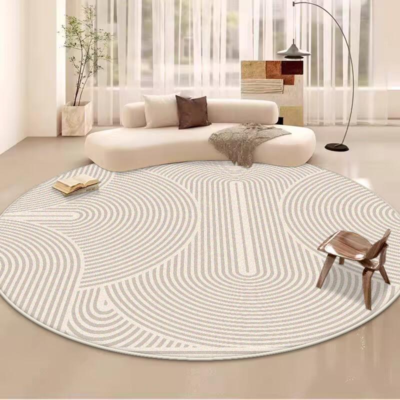 Simple Style Large Living Room Round Rugs Striped Decoration Home Sofa Area Fluffy Plush Carpet Bedroom Non-slip Chair Mat Floor