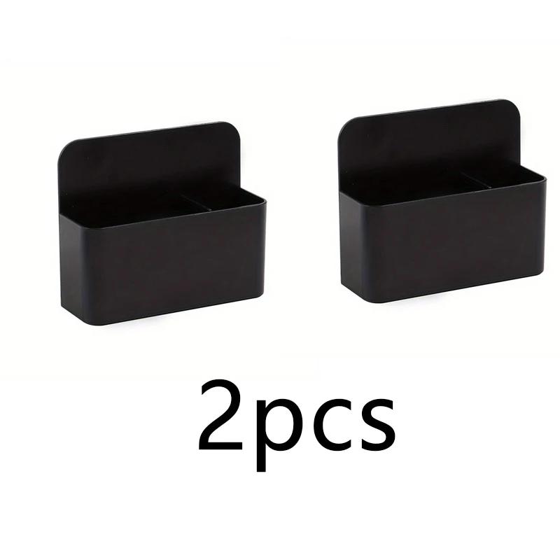 Black Plastic Mini Magnetic Whiteboard Pen Holder,Chalk,Crayon Storage Box,Multifunctional Stationery Separated Storage Pen Box