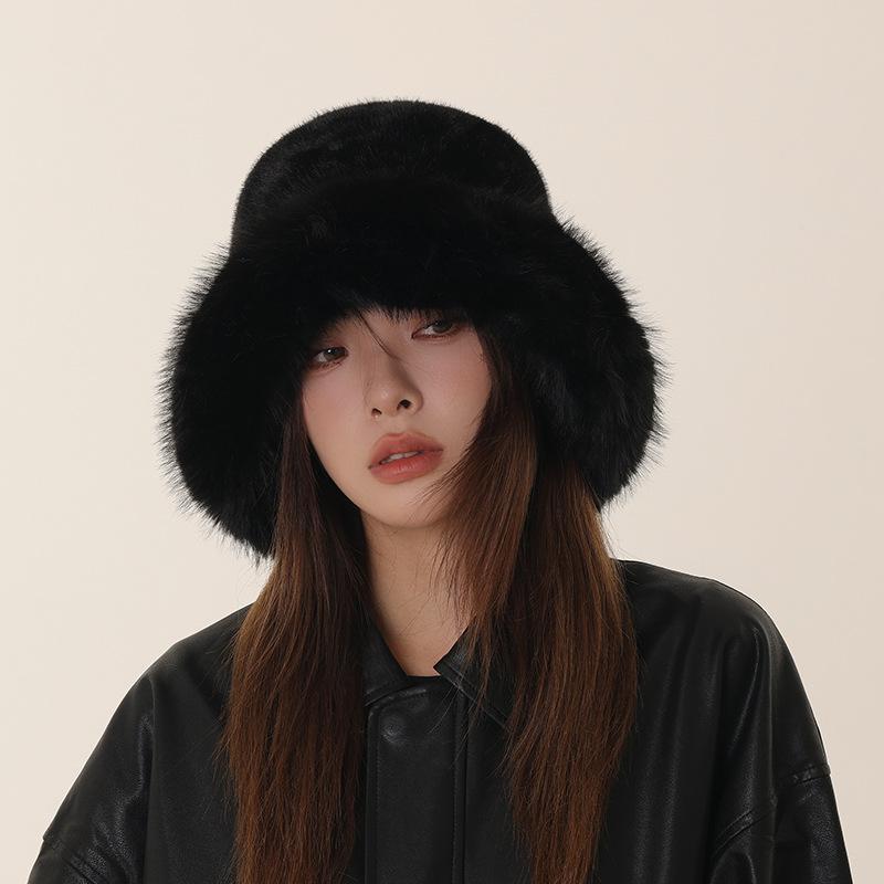 Autumn and winter plush warm ear protection imitation fur mink basin hat children