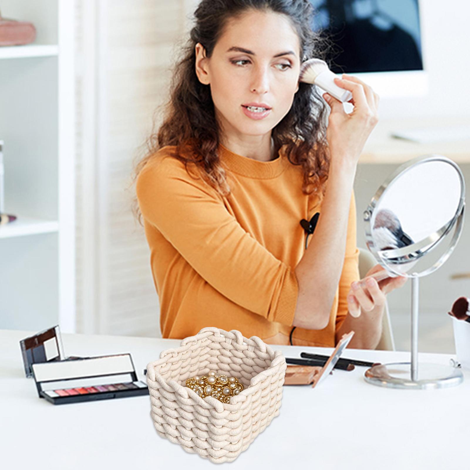 

Woven Cotton Rope Storage Basket Woven Basket For Organizing Rectangle Desktop Kids Toy Bins Organizer Box For Remote Controls China Mainland