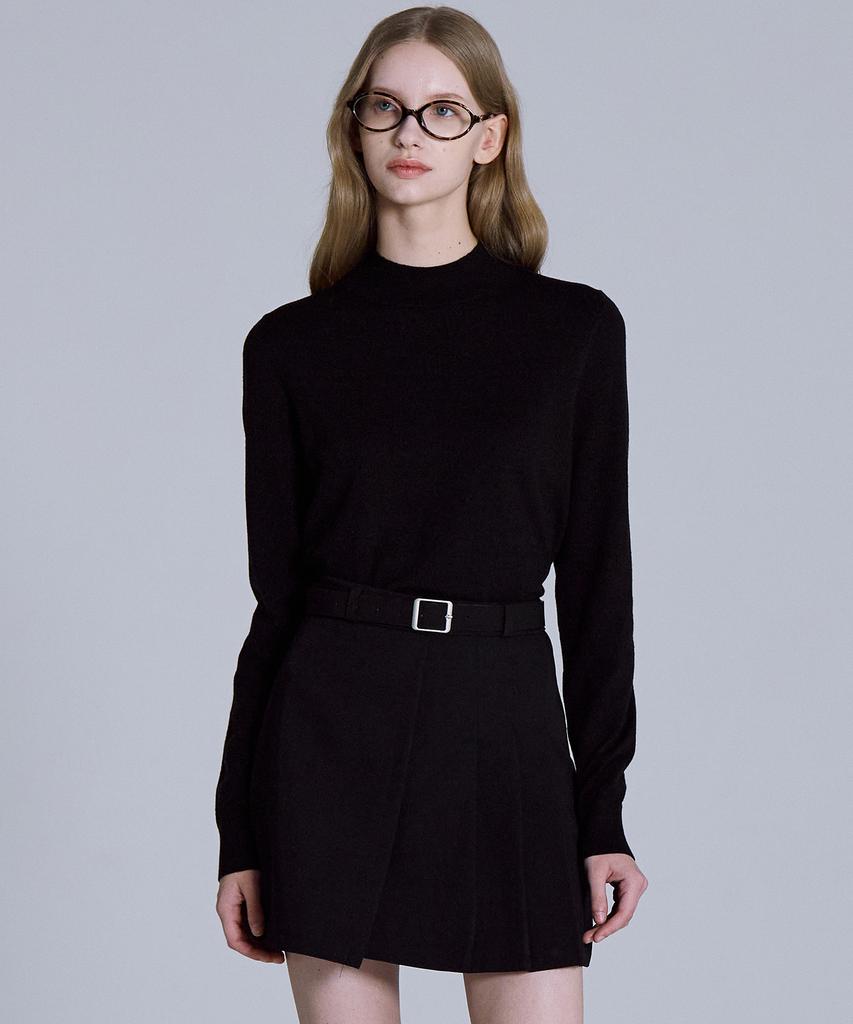 BASIC HOUSE Women'S High-Neck Long-Sleeve Sweater Black Lykt7202