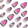 24 Pieces European and American Short Smudged Almond Type Wearing Nail Piece French Glitter Fake Nail Press on Nails