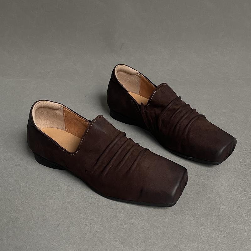 Модные туфли из коровьей кожи в стиле ретро с носом свиньи. Все балетки из натуральной — фото 4