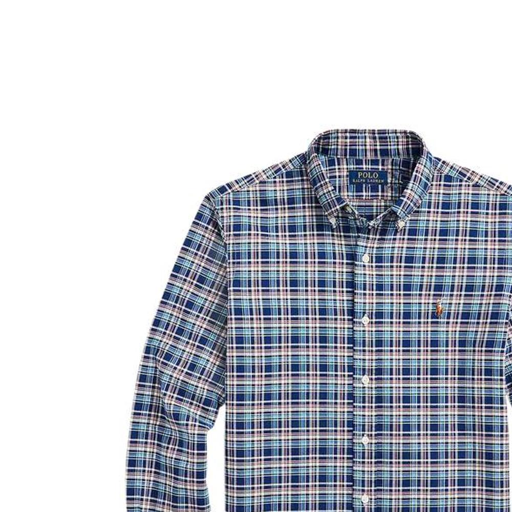 Polo Ralph Lauren FW22 Plaid Logo Embroidered Polo Shirt Men Shirts Blue 16822595-999