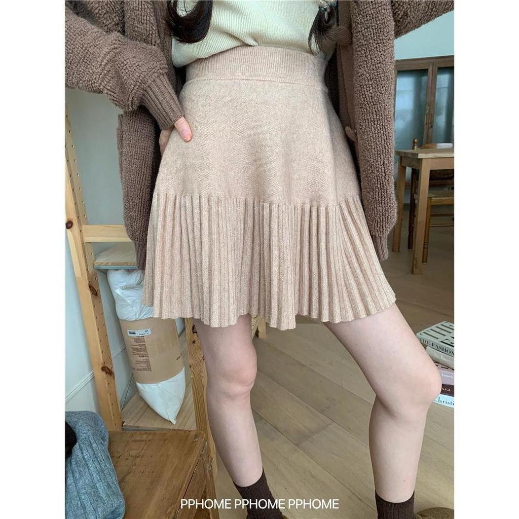 Gestrickter Falten-Minirock im koreanischen Stil - Vielseitig passend für Damen im Herbst/Winter