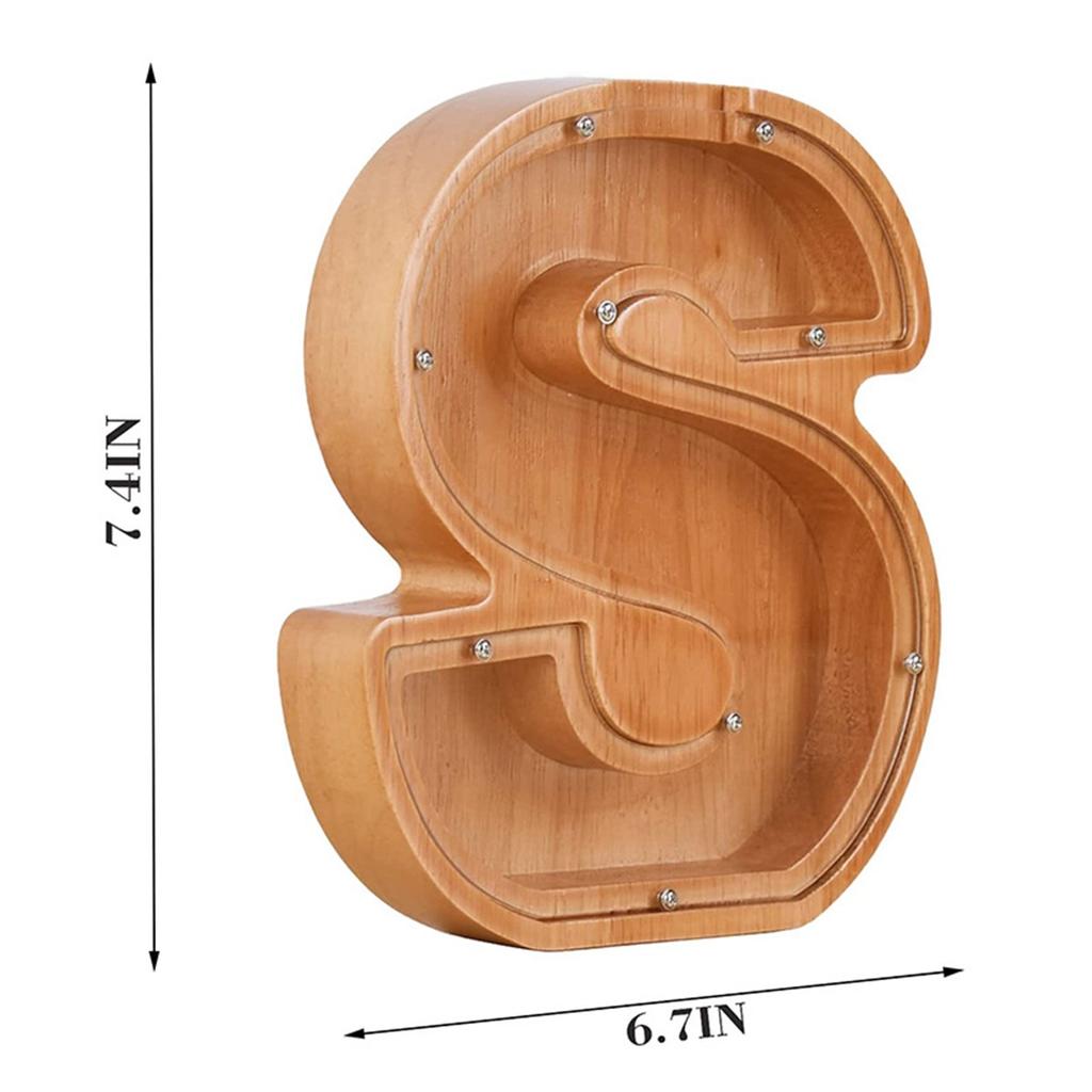 Creative Wooden Piggy Bank Twenty-Six Letter Coin Money Saving Box Storage Customized Name Wood DIY Letter Kids Money Bank Gift