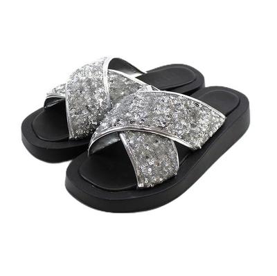 Vivian Platform Maat S Dames Sandalen, Muilen, Instappers, V42502SM, Zilver, (23.0)