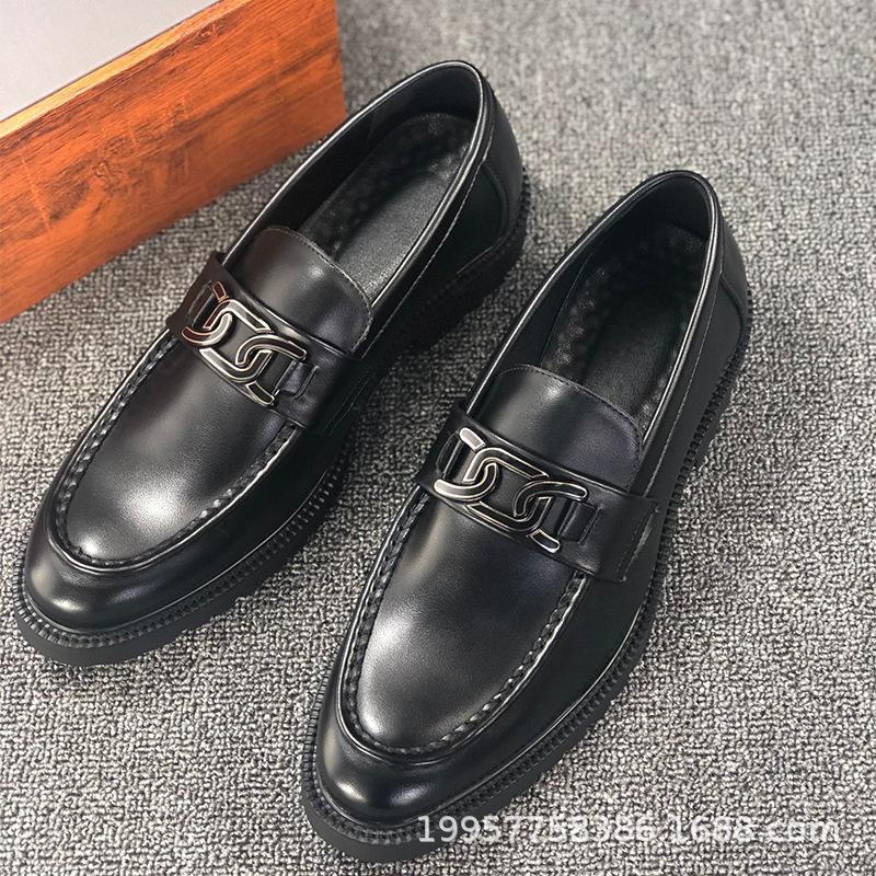 One-pedal lazy foot leather shoes men's 2025 autumn new Korean version of business leisure versatile breathable trendy leather shoes
