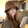 Solid Color Retro Small Standard Basin Hat Women's Autumn and Winter Ear Protection Face Small Bucket Hat Knitted Warm Versatile Bucket Hat
