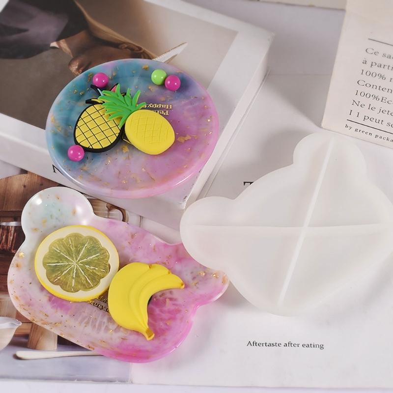 Round Rectangular Bear Head Dish Silicone Molds Storage Tray Plate Resin Molds for DIY Resin Art Gifts Home Decoration