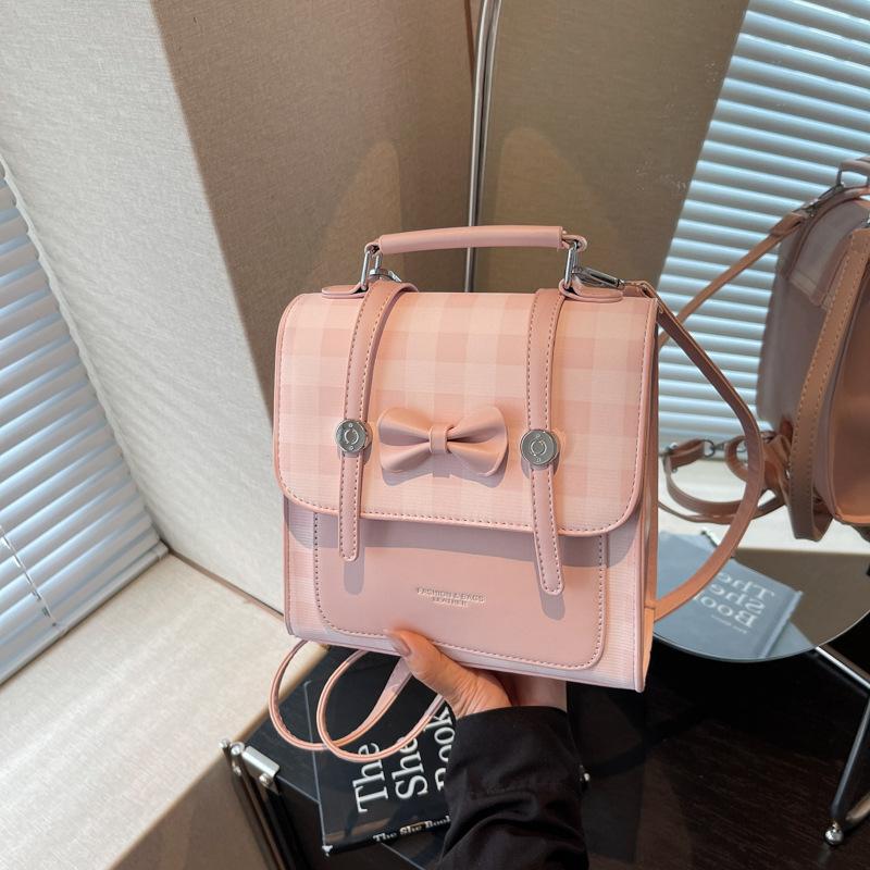 Little Fresh Girl Plaid Bag New Niche Single Shoulder Messenger Bag Multi-purpose Double Shoulder Small Backpack