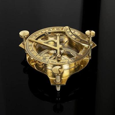 Meridiana in ottone da 10,16 cm con bussola ispirata al design dell'orologio nautico