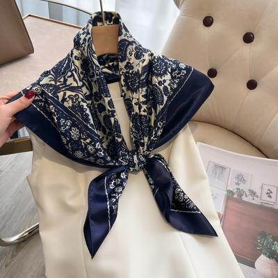 Luksusa zīda lakats sievietēm vasaras Foulard kvadrātveida galvas hidžāba šalles sievietēm zīmola šalles 90*90 zīda šalle musulmaņu hidžābs