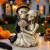 Dark Romantic Wedding Decor Gothic Skeleton Couple Figurine, Spooky Resin Halloween Skull Lover Statue, Day of Aesthetic Party Props The Dead