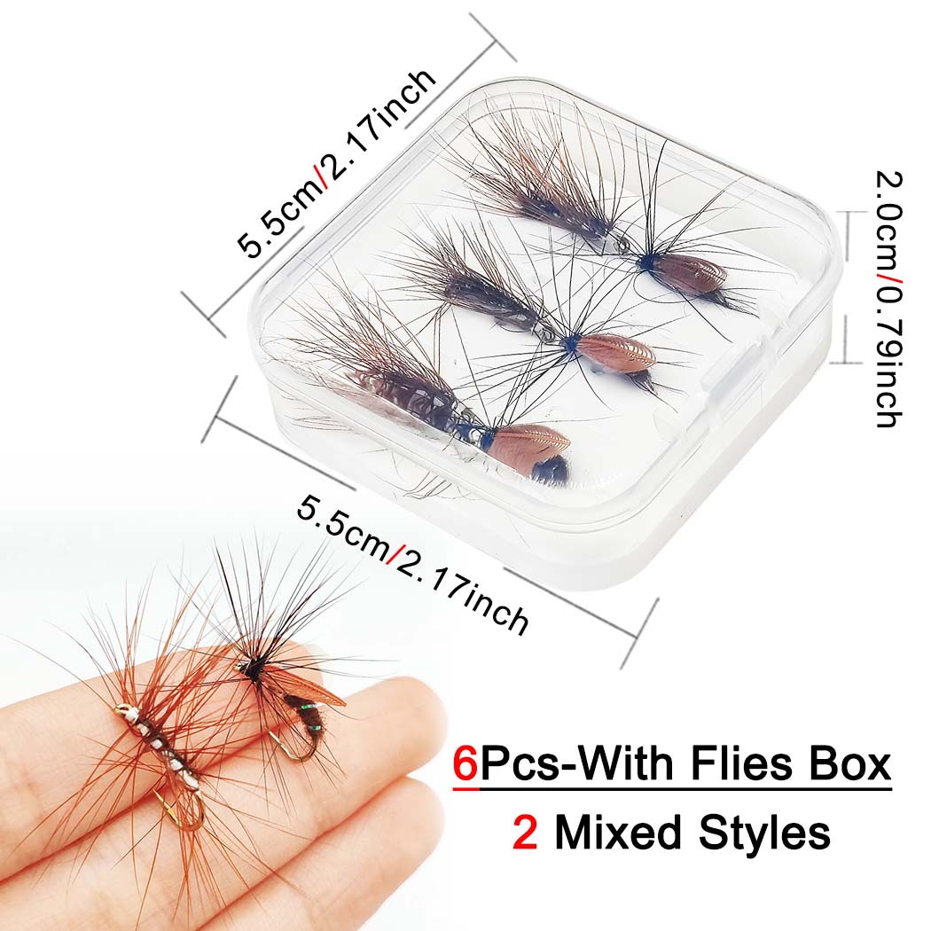 

6/10 шт., размеры № 10, крылатые ручейники для лося и искусственные черные крылья, мушка для тела жука, сухие мушки, искусственные насекомые, приманка для форели, щуки, окуня, рыболовные снасти 2Mixed Styles(6Pcs)
