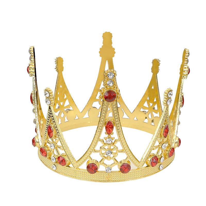 Original Baroque Round Crown Alloy Tiara Birthday Bride Cake Decoration Crown Children
