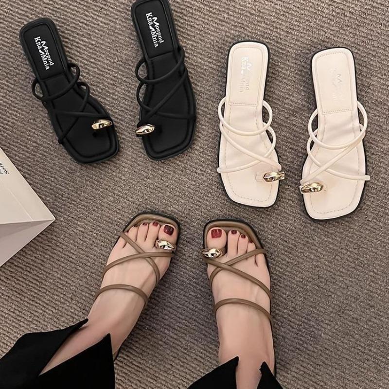 Fashion versatile sandals women's summer new cover toes low heels beach wear sandals women's models