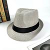 British style linen solid color top hat, European and American style fashion jazz hat, men's and women's crimped couple's sun hat