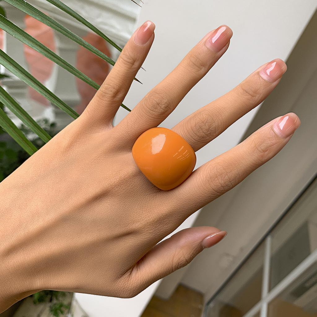 Ingemark 6 Colors Trendy Simple Irregular Acrylic Rings Women Vintage Colorful Resin Knuckle Rings New Year Aesthetics Jewelry