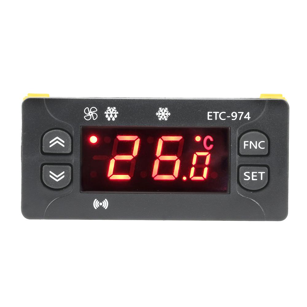 ETC-974 Temperature Controller Refrigerator Defrosting Heating Control Thermoregulator Dual NTC Sensor DC12V/24V AC110V/220V
