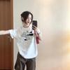 Heavy Cotton Short-sleeved T-shirt Women's New Summer American Loose Large Size Fat MM White Half-sleeved Clothes