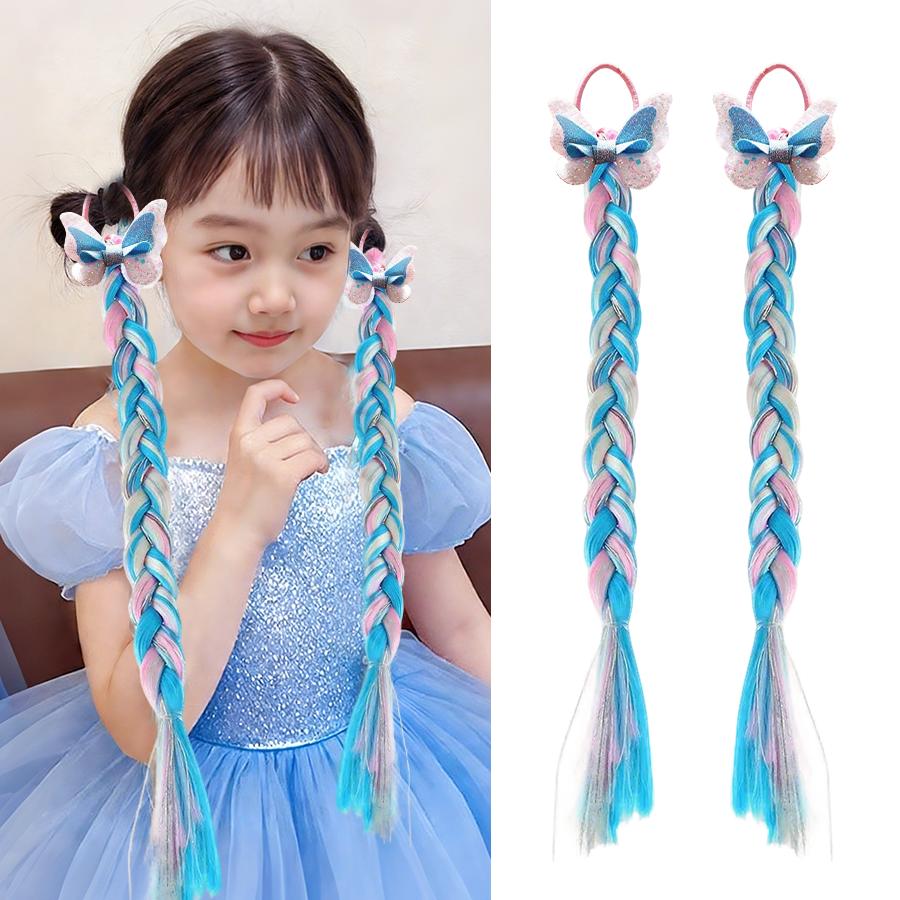 1/2pcs Cute Curly Hair Bowtie Wig Girls Hairpins Ombre Color Headwear Hair Clips for Princess Dress Up Birthday Gift Party Favor