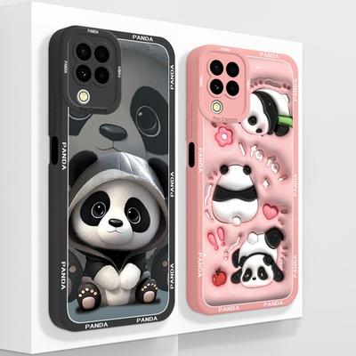 For Samsung M22 M32 A22 4G Case Cute Panda Soft Liquid Silicone Phone Back Cover For Galaxy M 22 32 A 22 Funda Camera Protectors