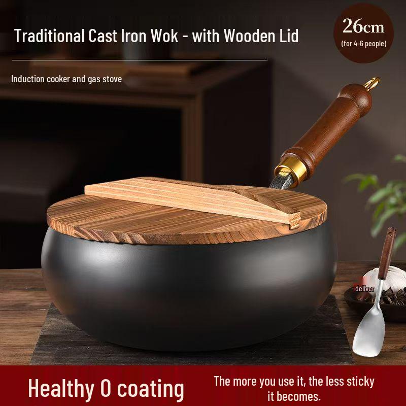 SPUCR Supugu Antihaft-Großer Bauch-Eisenkochtopf & Wok für Induktionsherde