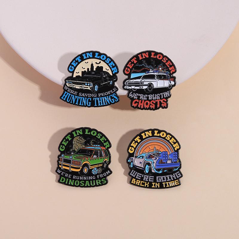 Get In Loser We're Bustin Ghost Enamel Pin We're Going Back In Time Sci-Fi Film Brooches Lapel Badge Jewelry Gift For Friends