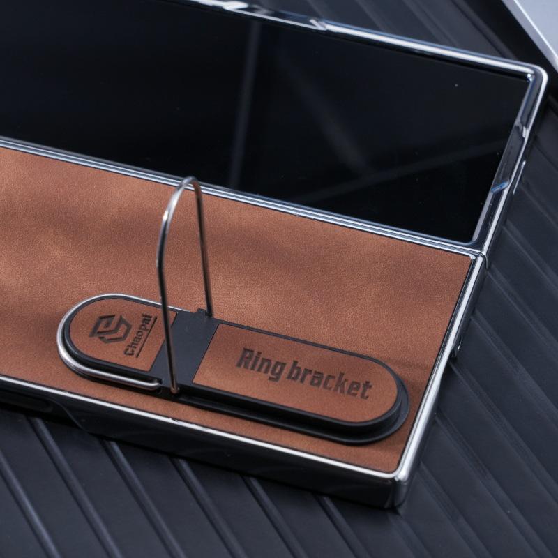 Samsung Z Fold7/6 Phone Case: Electroplated Leather Stand for Folding Screen Protection (Fits Models 5/4/3)