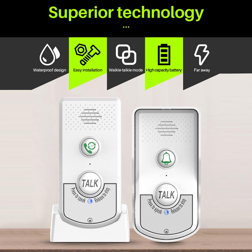 2 Way Voice Intercom ABS Two Way Audio Voice Sender and Reciever Doorbell System Unit for Home Hospital Hotel Call Door Chime