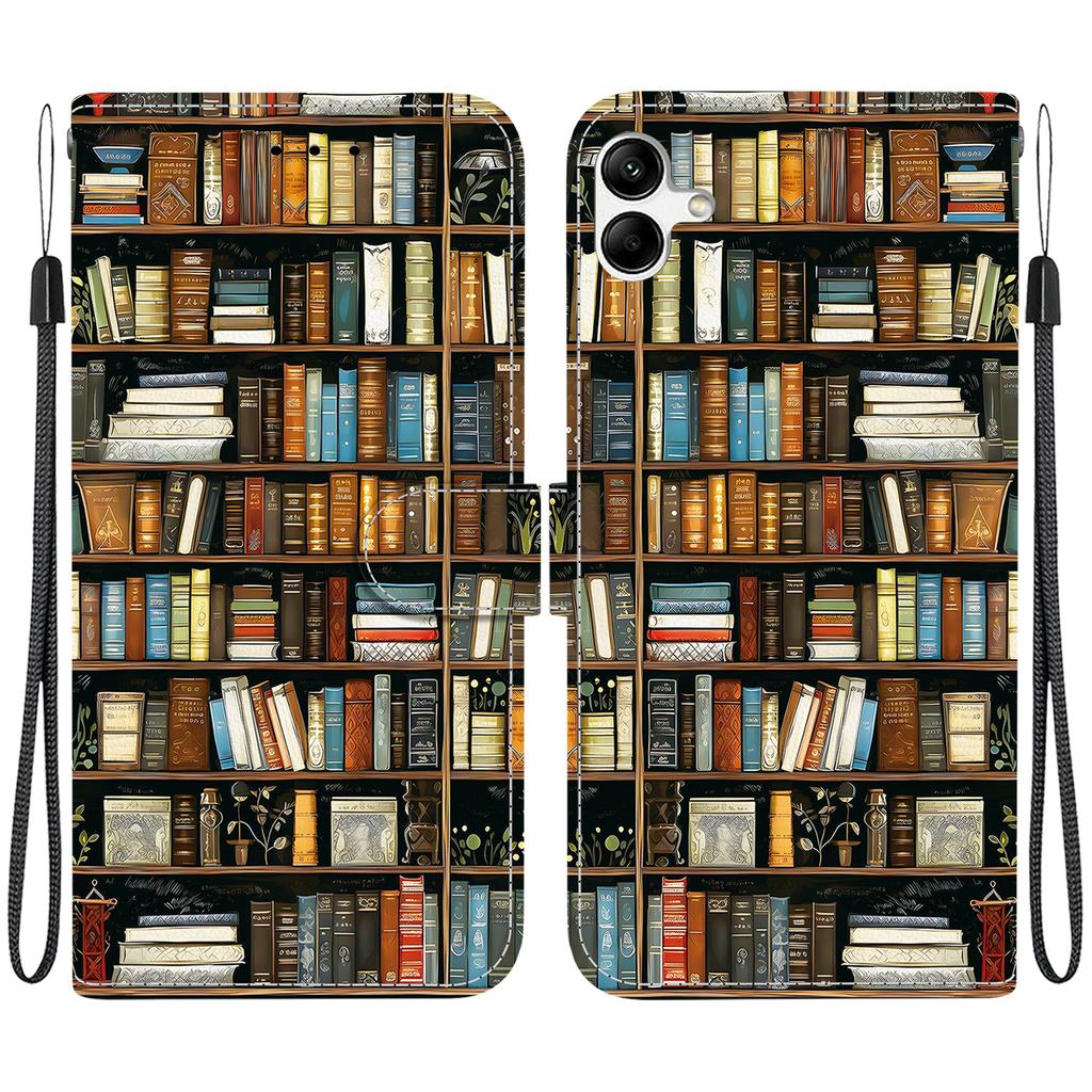 Ručně vyráběné PU kožené pouzdro s odklápěcím krytem pro Samsung A04e/F04/M04 (SM-A042F/E045F/M045F)- Protiskluzový nárazuvzdorný kryt s poutkem na zápěstí a designy srdce/růže a kočky