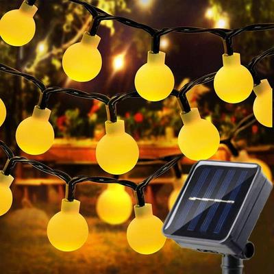 Solar Outdoor Light String Festoon LED Round Ball Garden Solar Garland Lamp for Wedding Party Camping Balcony Holiday Decoration